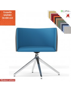 Round Poltroncina girevole base alluminio piramidale 4 gambe rivestimento rivestimento ecopelle GAZEBO Class 1 IM