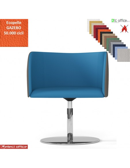 Round Poltroncina girevole base disco ø 470 in acciaio inox rivestimento ecopelle GAZEBO Class 1 IM