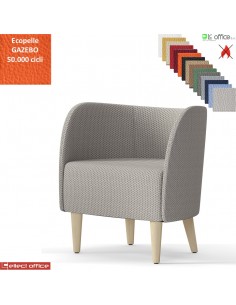 Round Poltroncina con base a 4 piedi in legno frassino verniciato naturale rivestimento ecopelle GAZEBO Class 1 IM