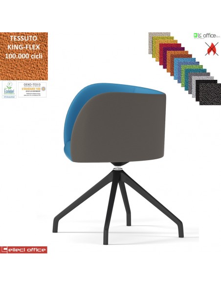Round Poltroncina girevole base nylon antracite piramidale 4 gambe rivestimento TESSUTO KING FLEX class 1 IM