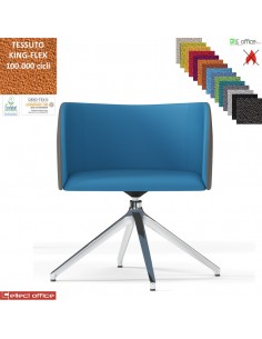 Round Poltroncina girevole base alluminio piramidale 4 gambe rivestimento TESSUTO KING FLEX class 1 IM