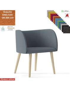 Round Poltroncina con base a 4 gambe in legno frassino verniciato naturale rivestimento TESSUTO KING FLEX class 1 IM