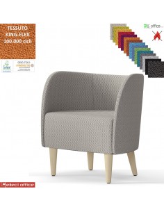 Round Poltroncina con base a 4 piedi in legno frassino verniciato naturale rivestimento TESSUTO KING FLEX class 1 IM