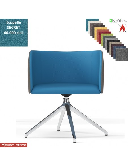 Round Poltroncina girevole base alluminio piramidale 4 gambe rivestimento TESSUTO MINI class 1 IM