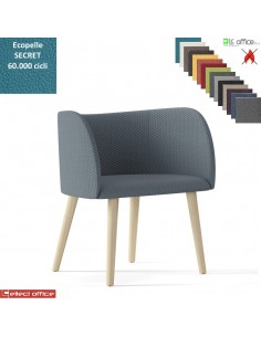 Round Poltroncina con base a 4 gambe in legno frassino verniciato naturale rivestimento TESSUTO MINI class 1 IM