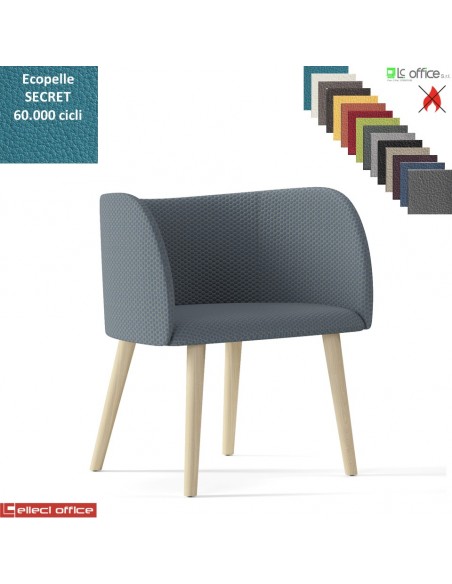 Round Poltroncina con base a 4 gambe in legno frassino verniciato naturale rivestimento TESSUTO MINI class 1 IM