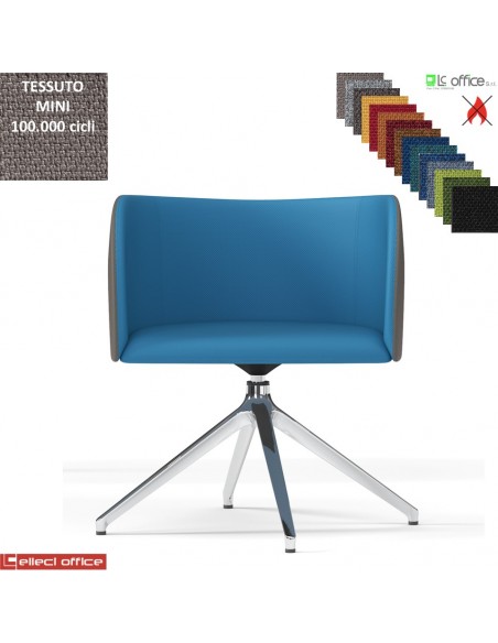 Round Poltroncina girevole base alluminio piramidale 4 gambe rivestimento ecopelle SECRET class 1 IM