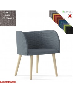 Round Poltroncina con base a 4 gambe in legno frassino verniciato naturale rivestimento ecopelle SECRET class 1 IM