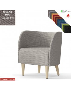 Round Poltroncina con base a 4 piedi in legno frassino verniciato naturale rivestimento ecopelle SECRET class 1 IM