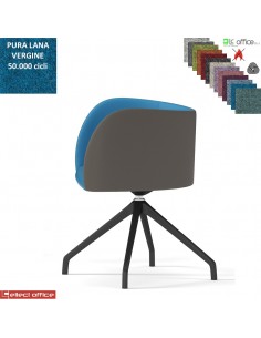 Round Poltroncina girevole base nylon antracite piramidale 4 gambe rivestimento in Lana vergine Class 1 IM