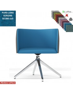 Round Poltroncina girevole base alluminio piramidale 4 gambe rivestimento in Lana vergine Class 1 IM
