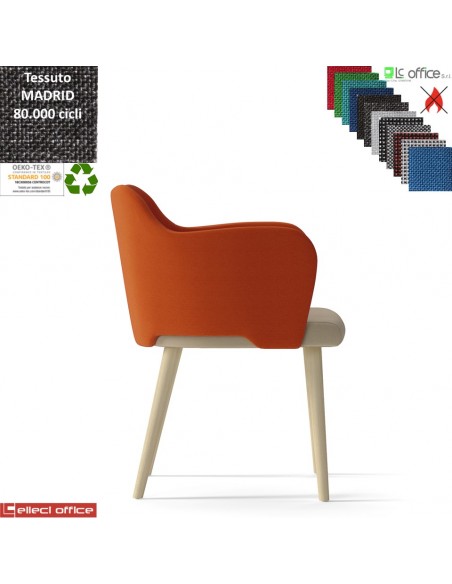 Blitz Poltroncina con base a 4 gambe in legno frassino verniciato naturale tessuto MADRID class 1IM