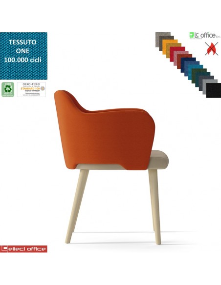 Blitz Poltroncina con base a 4 gambe in legno frassino verniciato naturale rivestimento tessuto ONE class 1 IM