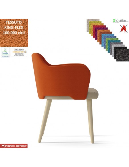 Blitz Poltroncina con base a 4 gambe in legno frassino verniciato naturale rivestimento TESSUTO KING FLEX class 1 IM
