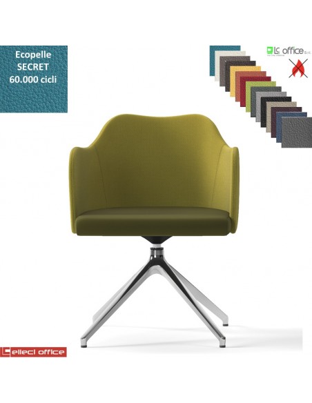 Blitz Poltroncina girevole base alluminio piramidale 4 gambe rivestimento ecopelle SECRET class 1 IM