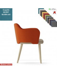 Blitz Poltroncina con base a 4 gambe in legno frassino verniciato naturale rivestimento ecopelle SECRET class 1 IM