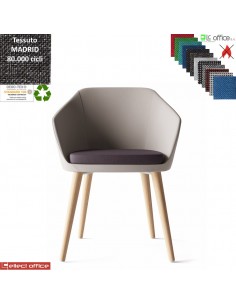 Mimì Poltroncina con base a 4 gambe in legno frassino verniciato naturale rivestimento tessuto MADRID class 1IM