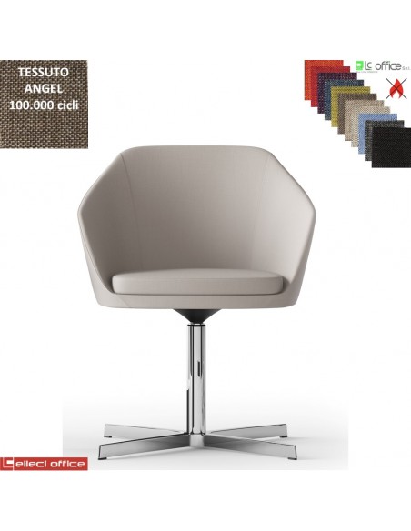 Mimì Poltroncina girevole, base a 4 razze in alluminio rivestimento tessuto Angel class 1 IM