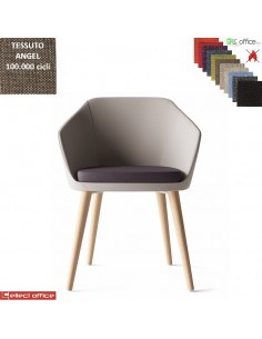 Mimì Poltroncina con base a 4 gambe in legno frassino verniciato naturale rivestimento tessuto Angel class 1 IM