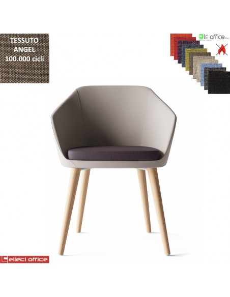 Mimì Poltroncina con base a 4 gambe in legno frassino verniciato naturale rivestimento tessuto Angel class 1 IM