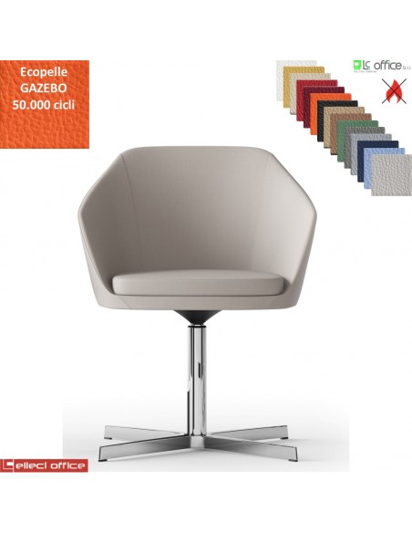 Mimì Poltroncina girevole, base a 4 razze in alluminio rivestimento ecopelle GAZEBO Class 1 IM