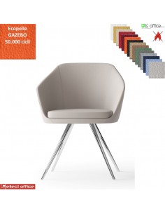 Mimì Poltroncina con base a 4 gambe in legno frassino verniciato naturale rivestimento ecopelle GAZEBO Class 1 IM