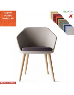 Mimì Poltroncina con base a 4 gambe in legno frassino verniciato naturale rivestimento ecopelle GAZEBO Class 1 IM