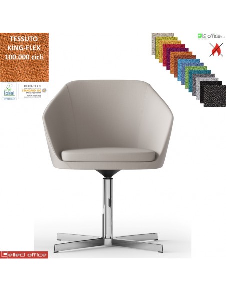 Mimì Poltroncina girevole, base a 4 razze in alluminio rivestimento TESSUTO KING FLEX class 1 IM