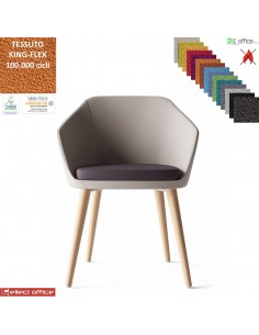 Mimì Poltroncina con base a 4 gambe in legno frassino verniciato naturale rivestimento TESSUTO KING FLEX class 1 IM