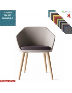 Mimì Poltroncina con base a 4 gambe in legno frassino verniciato naturale rivestimento ecopelle SECRET class 1 IM