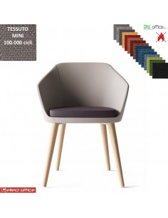 Mimì Poltroncina con base a 4 gambe in legno frassino verniciato naturale rivestimento TESSUTO MINI class 1