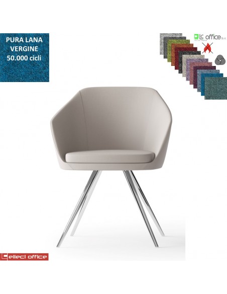 Mimì Poltroncina con base a 4 gambe cromo rivestimento in Lana vergine Class 1 IM