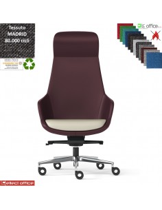 Metropolitan Poltrona direzionale oscillante fulcro avanzato multiblock regol. laterale base alluminio tessuto MADRID class 1IM