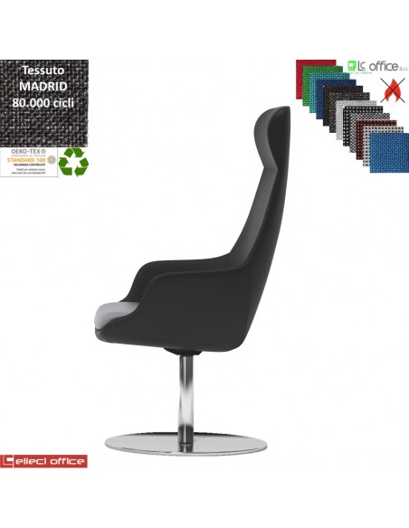 Metropolitan Poltrona direzionale movimento armonico base disco diam. 600 in acciaio inox tessuto MADRID class 1IM