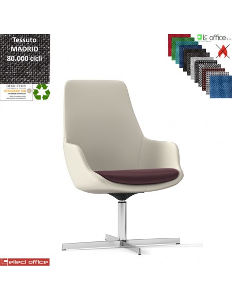 Metropolitan Poltrona semi-direzionale girevole base 4 razze alluminio tessuto MADRID class 1IM