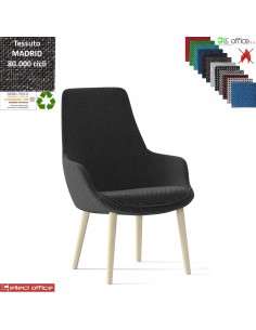 Metropolitan Poltrona semi-direzionale base a 4 gambe in legno frassino verniciato naturale tessuto MADRID class 1IM