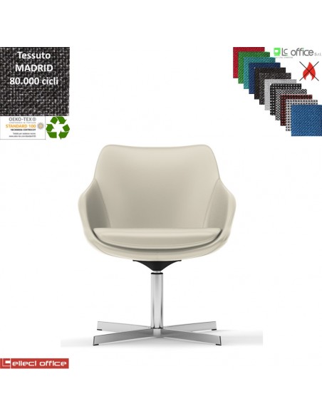 Metropolitan Poltroncina girevole base a 4 razze in alluminio tessuto MADRID class 1IM