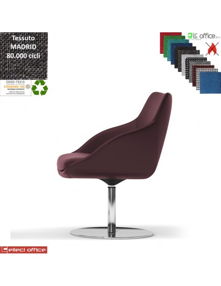 Metropolitan Poltroncina girevole base disco diam.470 in acciaio inox tessuto MADRID class 1IM