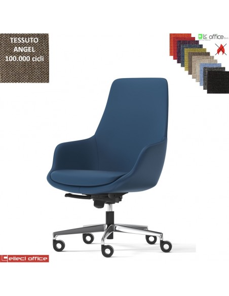 Metropolitan Poltrona semi-direzionale con oscillante multiblock base alluminio tessuto Angel class 1 IM