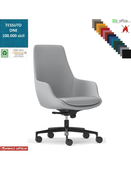 Poltrona semi-direzionale con oscillante multiblock, base nylon tessuto ONE class 1 IM