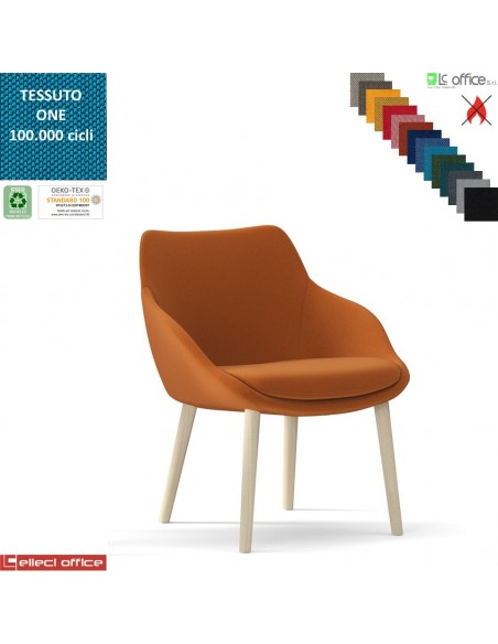 Metropolitan Poltroncina con base a 4 gambe in legno frassino verniciato naturale tessuto ONE class 1 IM