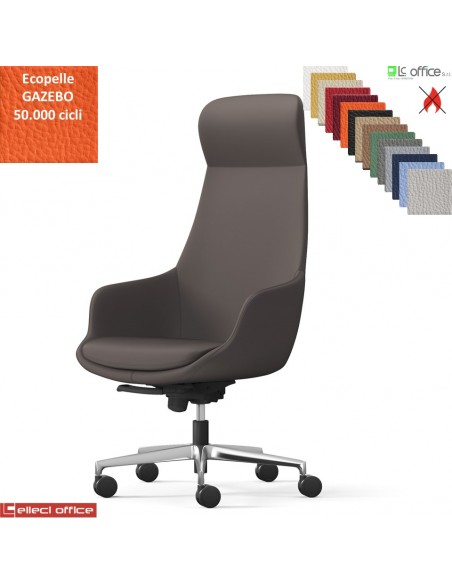 Metropolitan Poltrona direzionale con oscillante multiblock, base alluminio ecopelle GAZEBO Class 1 IM