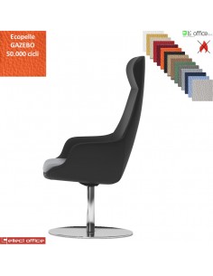 Metropolitan Poltrona direzionale con movimento armonico, base disco diam. 600 in acciaio inox ecopelle GAZEBO Class 1IM