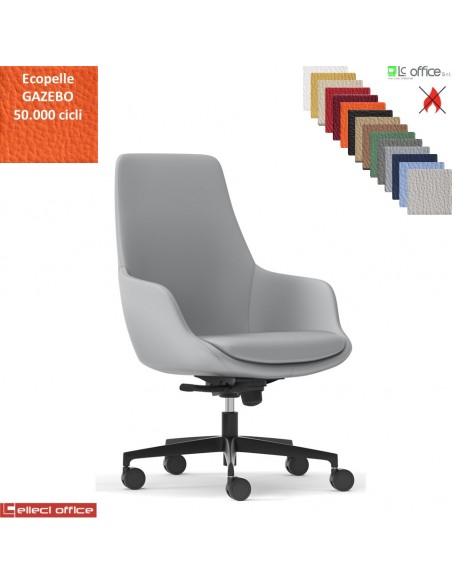 Metropolitan Poltrona semi-direzionale con oscillante multiblock, base nylon ecopelle GAZEBO Class 1IM