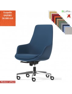 Metropolitan Poltrona semi-direzionale con oscillante multiblock, base alluminio ecopelle GAZEBO Class 1IM