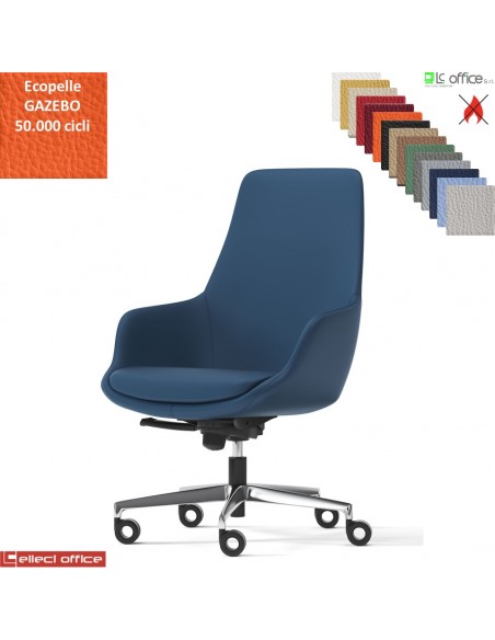 Metropolitan Poltrona semi-direzionale con oscillante multiblock, base alluminio ecopelle GAZEBO Class 1IM