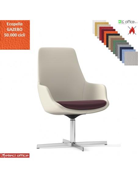 Metropolitan Poltrona semi-direzionale girevole, base 4 razze alluminio ecopelle GAZEBO Class 1IM