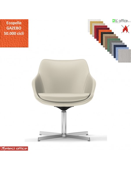 Metropolitan Poltroncina girevole base a 4 razze in alluminio ecopelle GAZEBO Class 1IM