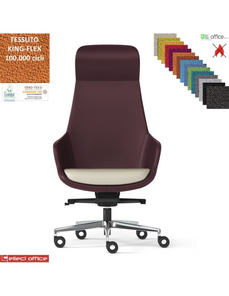 Metropolitan Poltrona direzionale oscillante fulcro avanzato multiblock reg. laterale base alluminio TESSUTO KING FLEX class 1IM