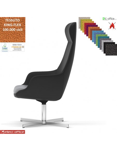 Metropolitan Poltrona direzionale con movimento armonico base 4 razze alluminio TESSUTO KING FLEX class 1IM